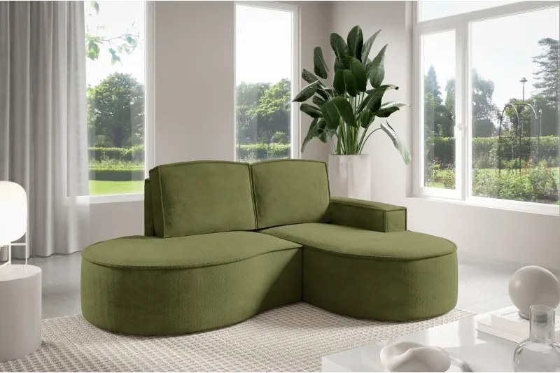 Narożnik MOLLY Prawostronny bez funkcji spania, wolnostojący tkanina CURIO 39 Zielony