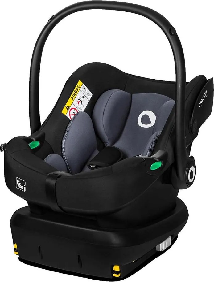Lionelo - Obrotowy fotelik samochodowy z bazą ASTRID SET i-Size 40-87 cm czarno-szary