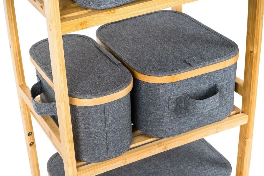 Pojemnik do przechowywania G21 24 x 30 x 15 cm, bambusowy z pokrywką, szary