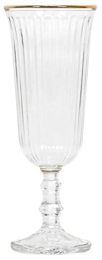 Prążkowana szampanówka ze złotym brzegiem, 120 ml