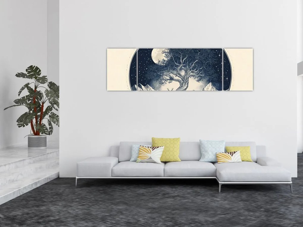 Obraz – Magiczne drzewo z jeleniem I. (170x50 cm)