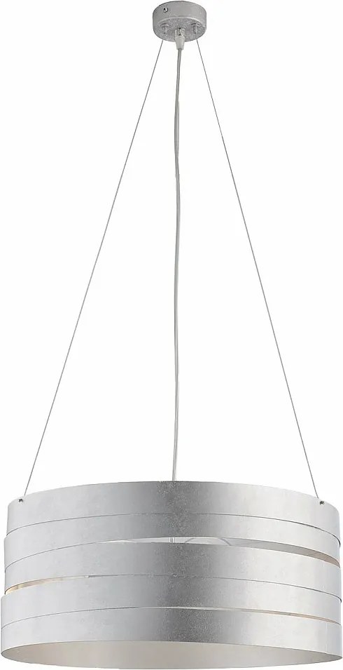 Mambo lampa wisząca z białego lakierowanego żelaza, zdobienie antyczne srebro, regulowane stalowe linki, 3 światła, Ø45 cm