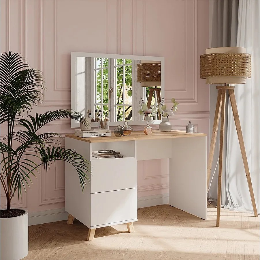 Stół do toalety biały/artystyczny 110x55x75 karen