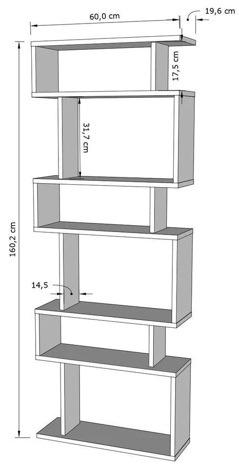 Biały regał 60x160 cm Bates – Kalune Design