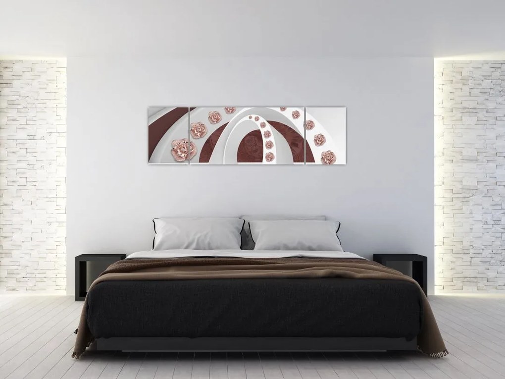Obraz - Chmury 3D z kwiatami (170x50 cm)