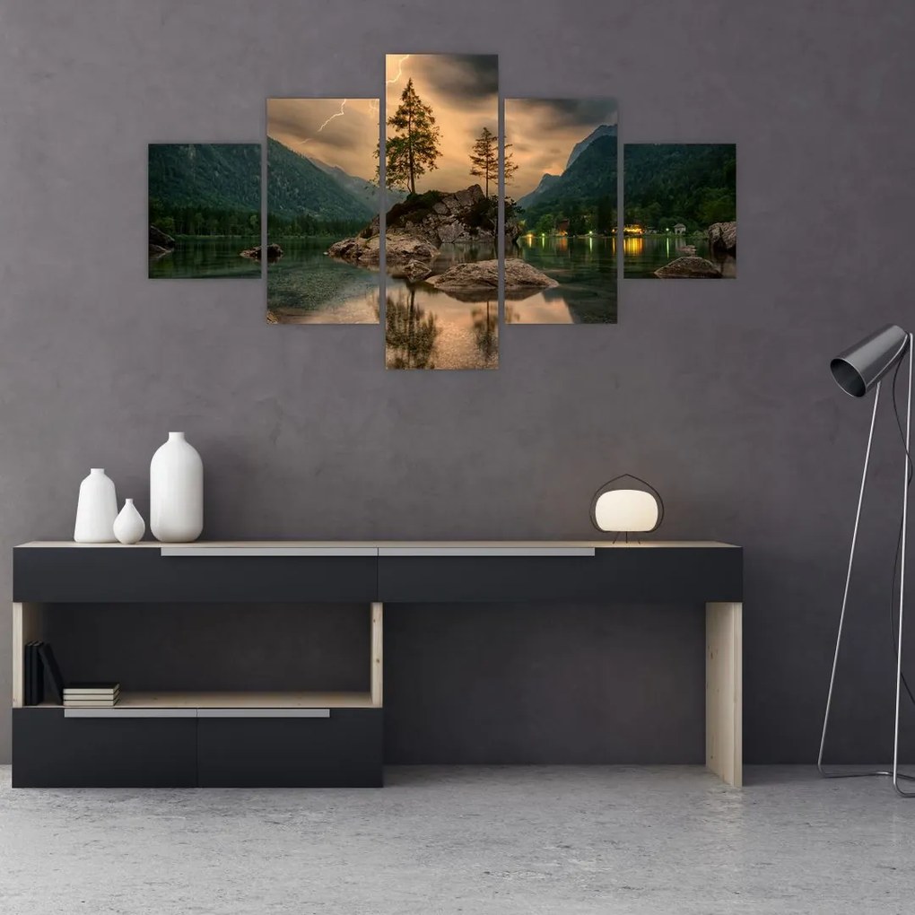 Obraz - jezioro w górach (125x70 cm)