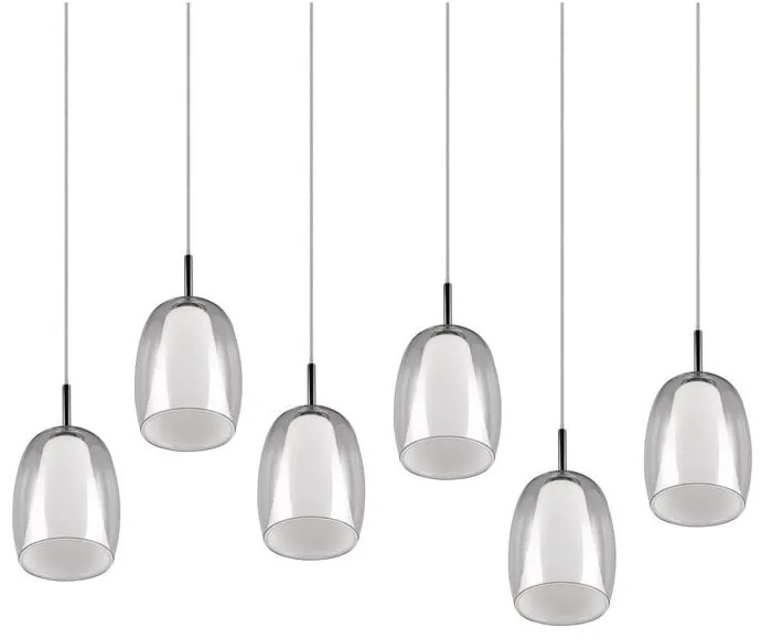 Lampa wisząca w srebrnym kolorze ze szklanym kloszem Barret – Trio Select