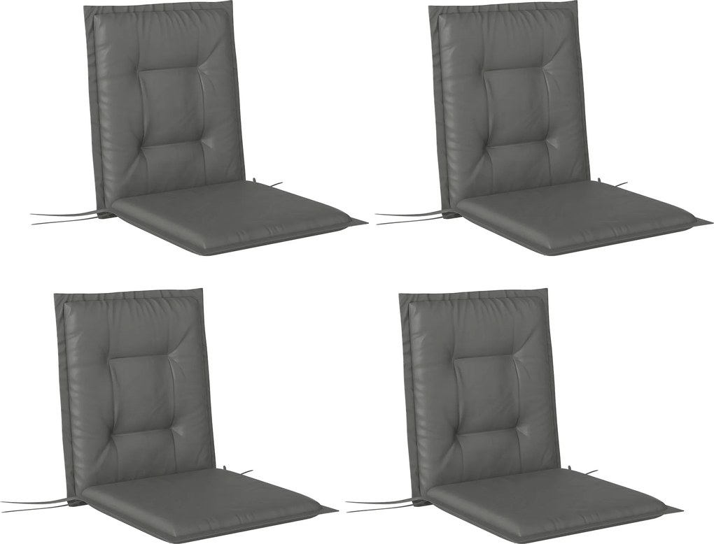 Outsunny Zestaw 4 Poduszek na Siedzenia 108 x 50 x 5 cm z Paskami, Do Użytku Wewnątrz i Na Zewnątrz, Jasnoszary