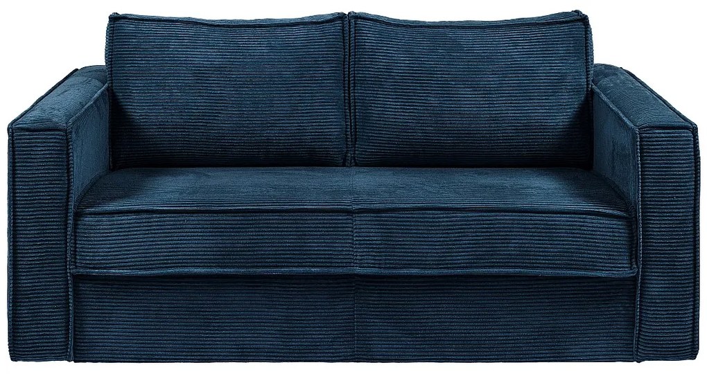 Kanapa 3-osobowa rozkładana typu express z niebieskiego sztruksu - Miejsce do spania 140 cm - Materac 18 cm - LORETO