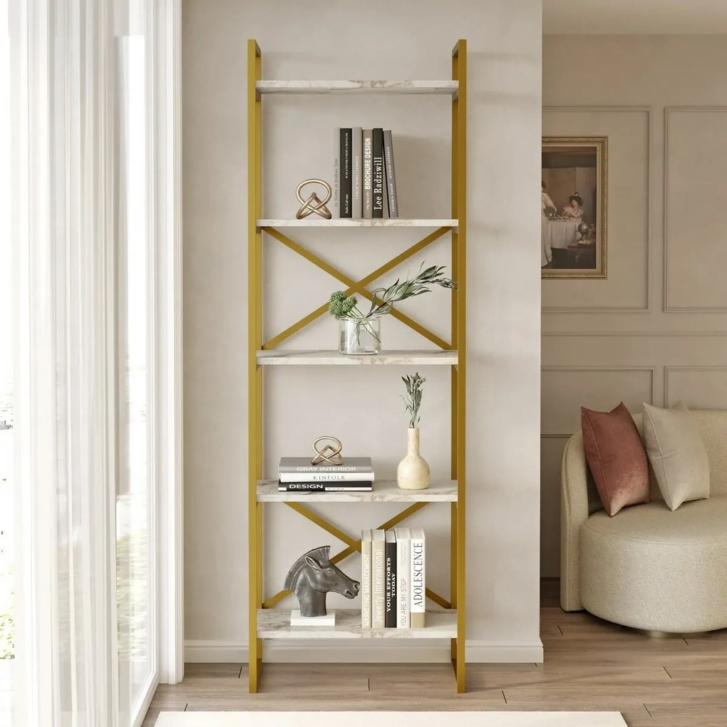 Regał Vento Marble and Gold, S