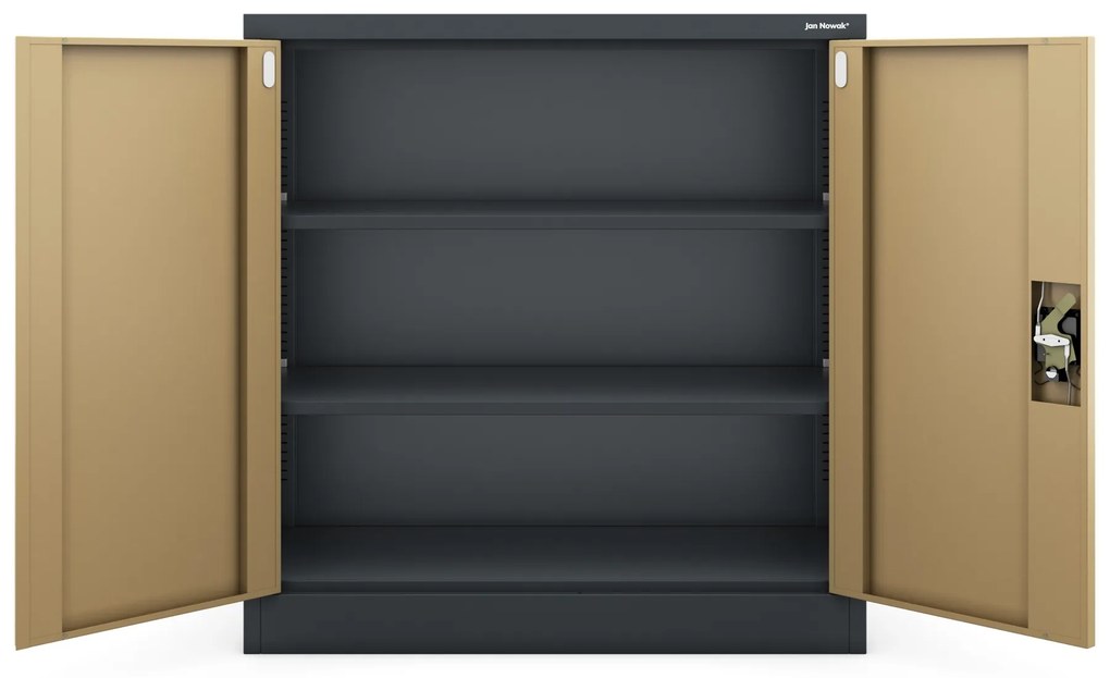 Szafka na akta osobowe, niska, antracytowa/orzech, 900x930x400 mm: BEATA Eco Design