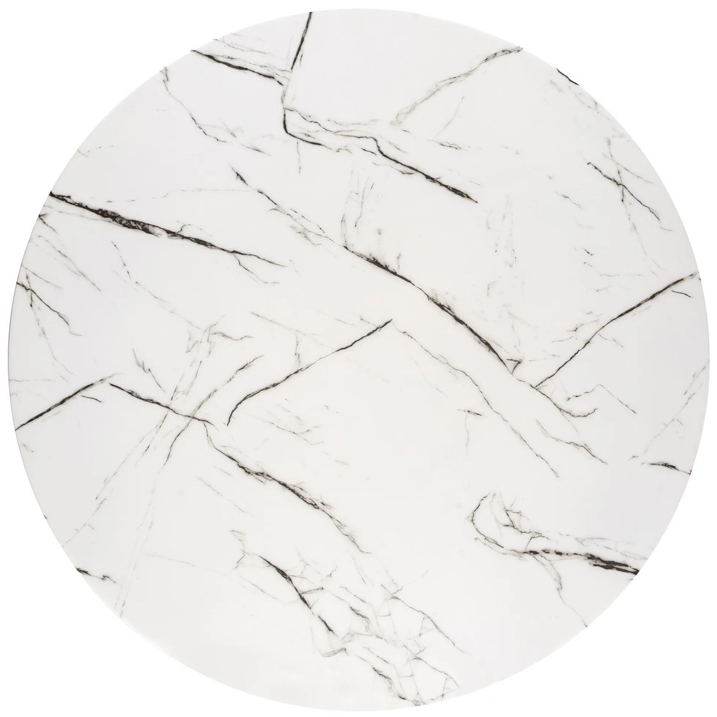 RAYMOND 2 stół fi 100/73 cm, blat - biały marmur, nogi - złoty okrągły chrom glamour