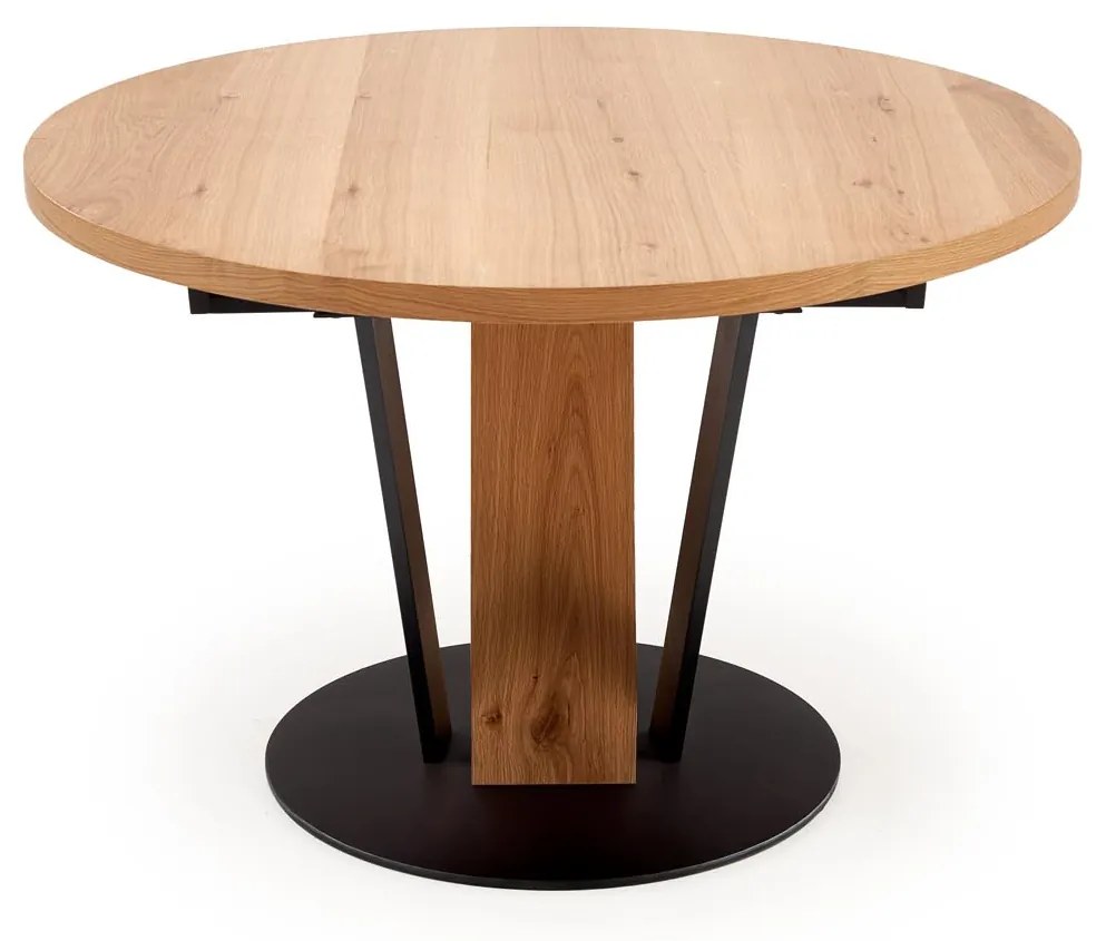 Stół do jadalni okrągły, rozkładany MDF naturalny 120-160/120/78 cm FANIS