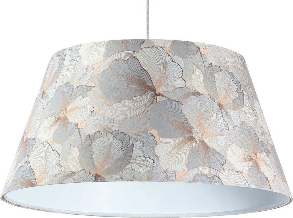 Srebrna lampa wisząca welurowa w kwiaty - 26X 60cm S411 A0-D12