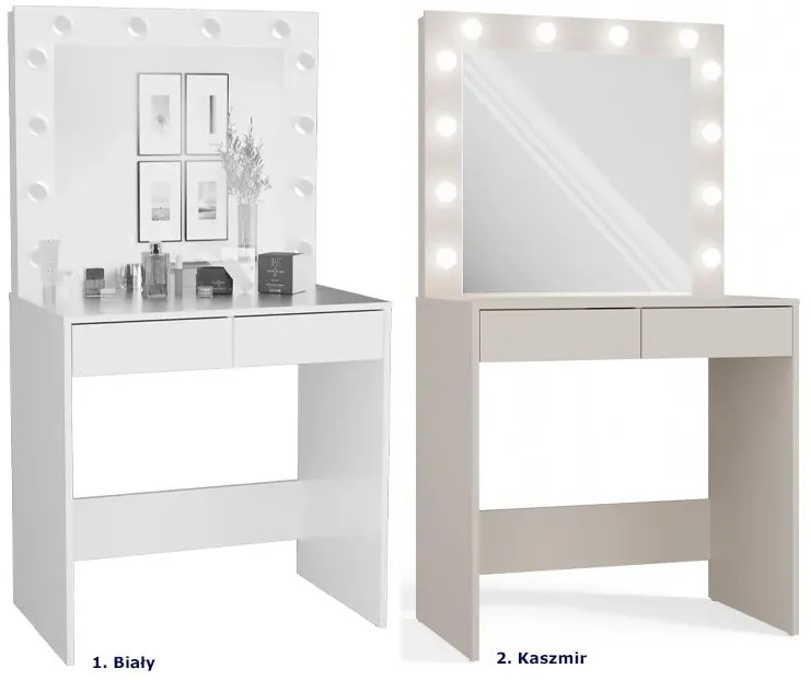 Z lustrem toaletka z żarówkami led kaszmir R2-Z49