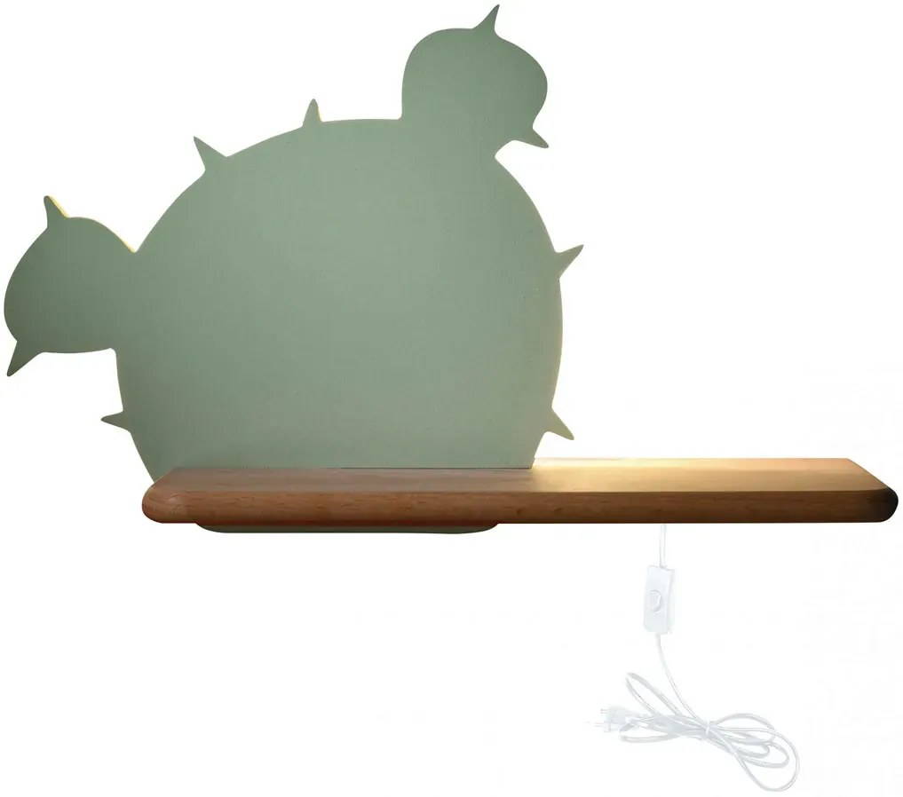 Zielony kinkiet dziecięcy w postaci kaktusa plus przewód H8-S34