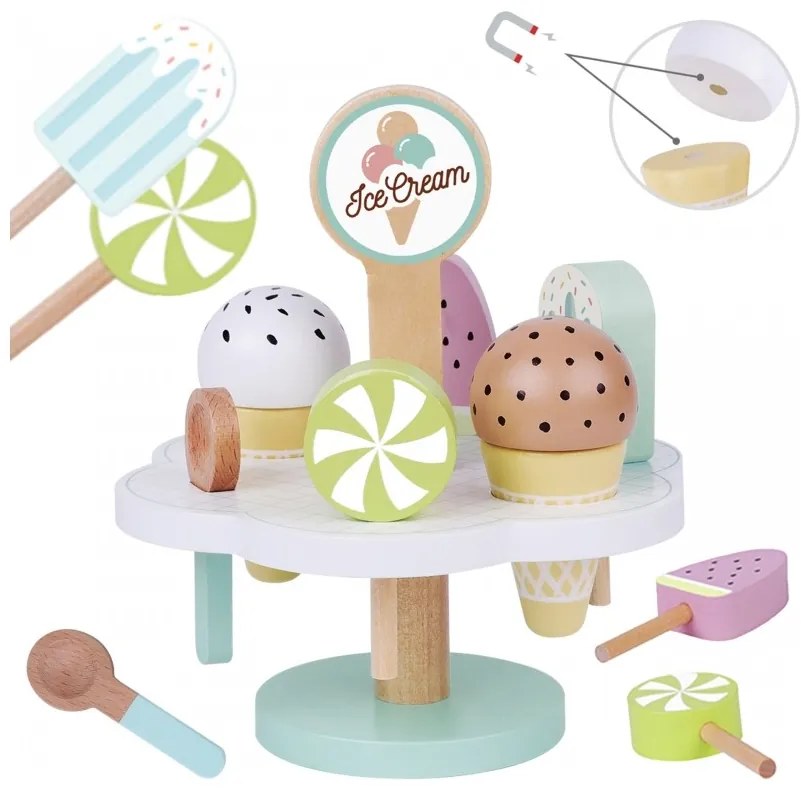 Tooky toy drewniane lody magnetyczne na stojaku