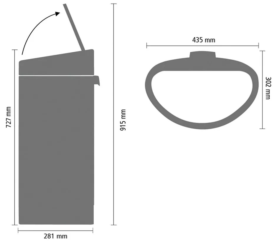 Stalowy kosz na śmieci otwierany na dotyk w kolorze matowej czerni 40 l Touch Bin – Brabantia