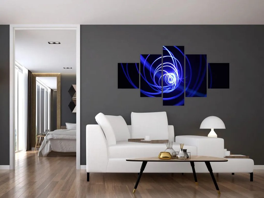 Obraz niebieskich spiral (125x70 cm)