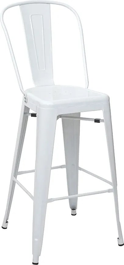 Metalowy stołek barowy MCW-A73,  biały