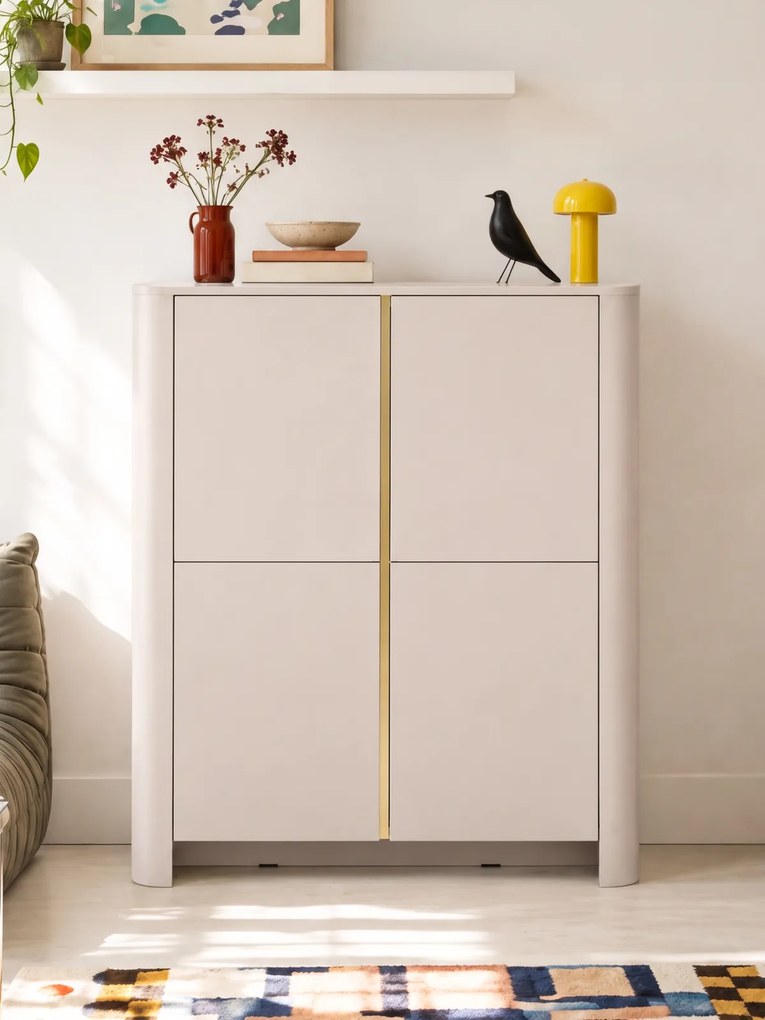 Komoda wysoka Sorrenti 103 cm - kaszmir / złoty