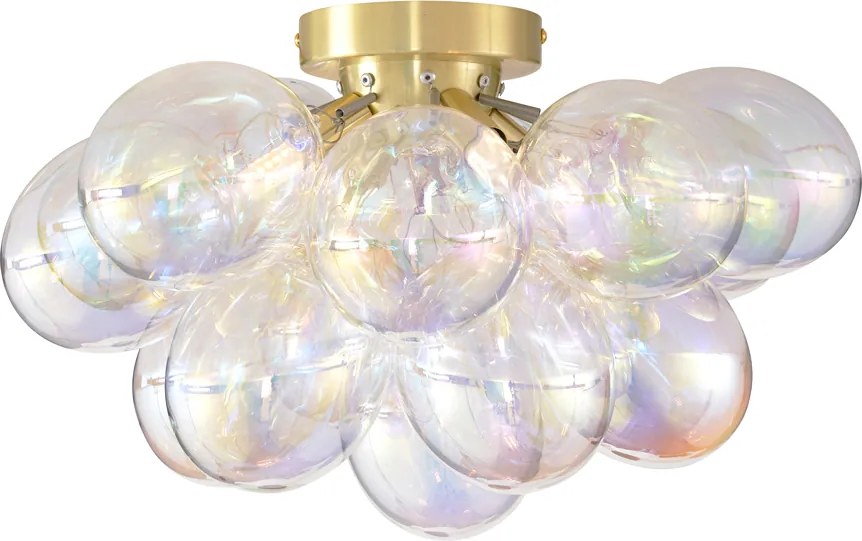 Designerska lampa sufitowa mosiężna z tęczowym szkłem 4-punktowa - Uvas