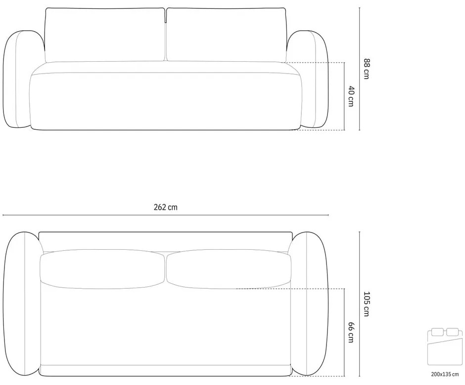 Ciemnoniebieska rozkładana/ze schowkiem sofa z tkaniny szenilowej 262 cm Tonale – Cosmopolitan Design