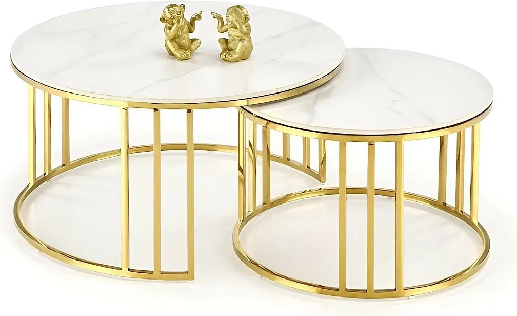 Zestaw ław MERCURY 3 biały marmur/złoty