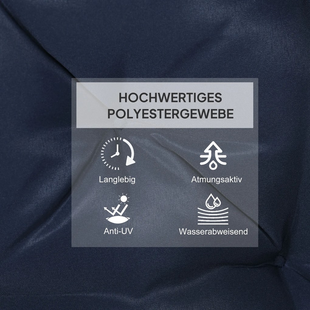 Outsunny Zestaw 2 poduszek, 98 x 50 cm, poduszki na krzesła z taśmami wiążącymi, pokrowiec materiałowy, 8 cm grubości, ciemnoniebieskie | Aosom PL