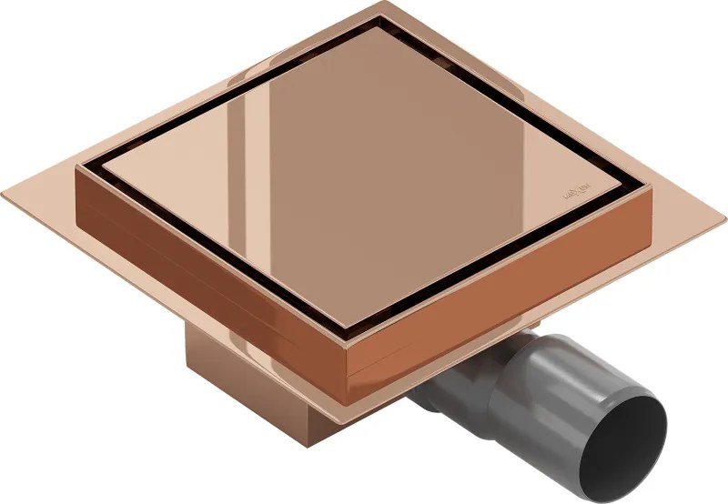 Mexen Flat-Q M13 wpust podłogowy kwadratowy 15 x 15 cm, różowe złoto - 1610015