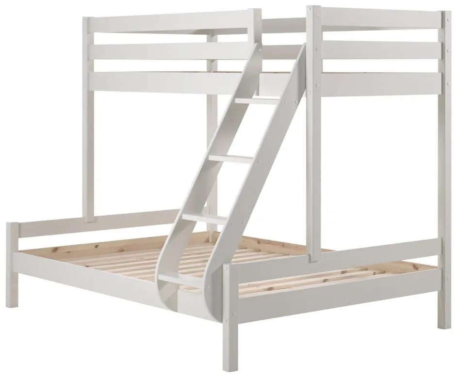 Białe łóżko piętrowe z drewna sosnowego Vipack Pino Martin 140x200/90x200
