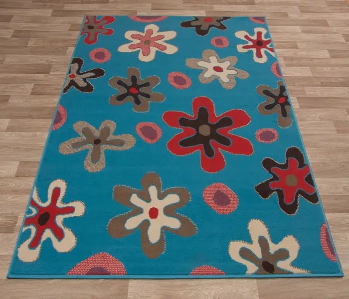 Dywan Kwiatki niebieski 100 cm x 150 cm