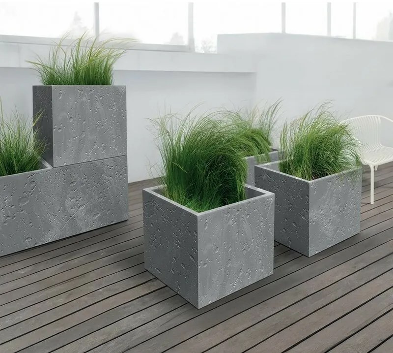Doniczka SIERRA SQUARE BETON EFFECT 38,5 cm, szary, M