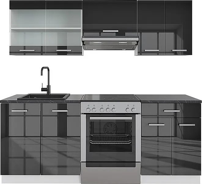 Aneks kuchenny antracytowy wysoki połysk/biały 200x60x81.6 r-line