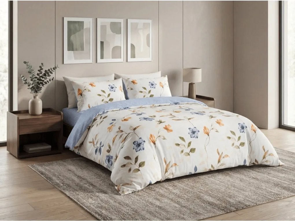 PrzytulneMieszkanie.pl PrzytulneMieszkanie.pl Pościel z mikroflanelu GENTLE LEAVES kremowa Rozmiar pościeli: 2 szt 70 x 90 cm | 200 x 220 cm