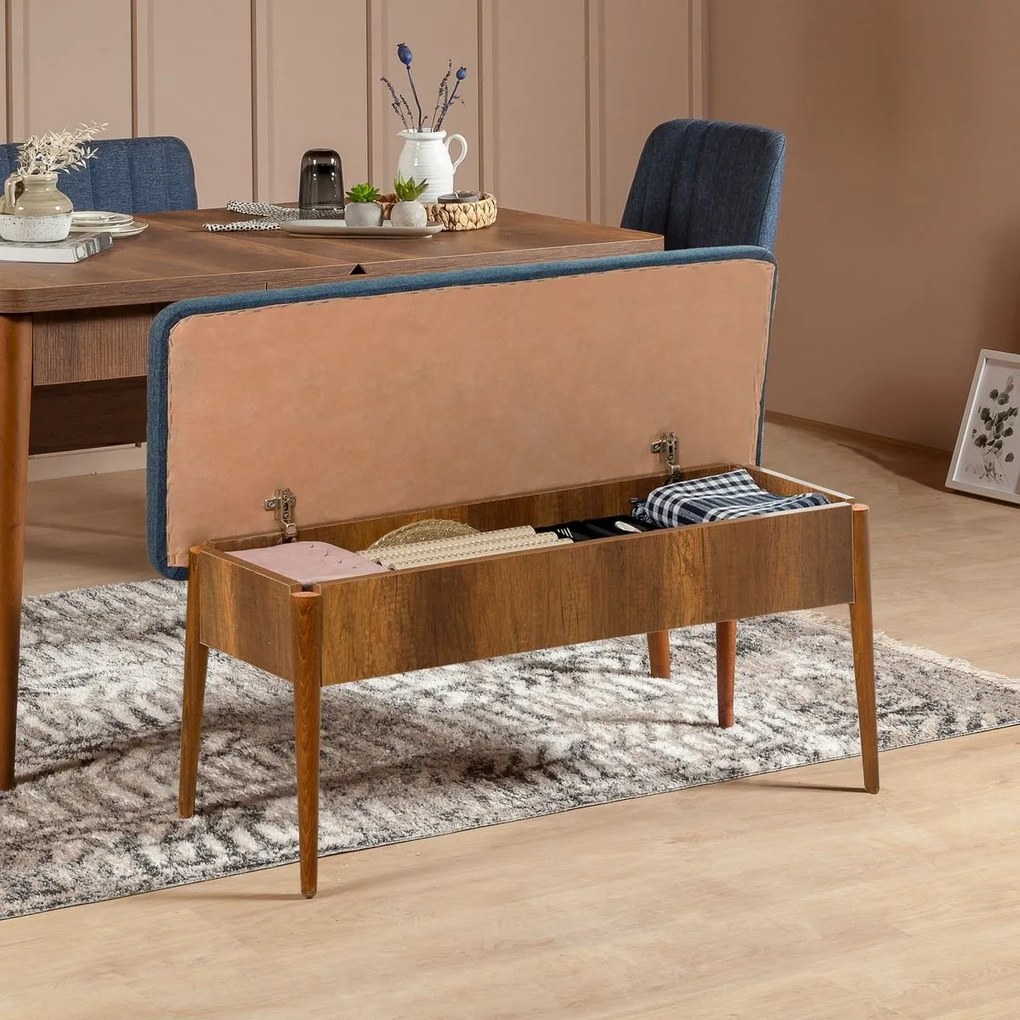 Ławka Vina Dark Blue and Walnut