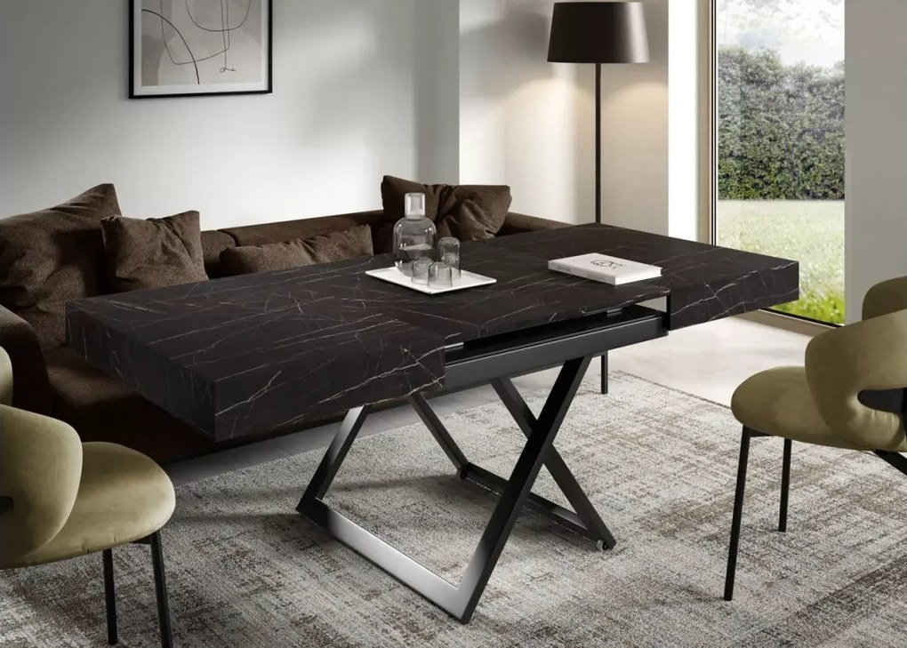 Funkcjonalny i elegancki ławostół Eybur z regulowaną wysokością i rozkładanym blatem 120–200 cm