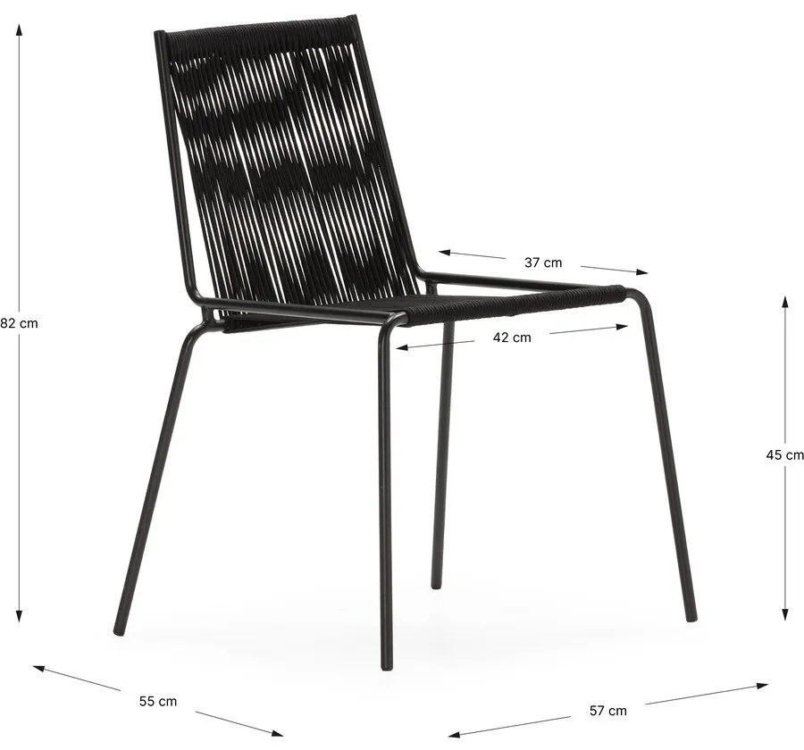 Czarne metalowe krzesła zestaw sztaplowane 2 szt. Emily – Marckeric