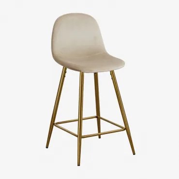 Zestaw 2 Wysokich Stołków Z Aksamitu Glamm Pszenica Brązowa & ↑65 Cm & Złoto - Sklum