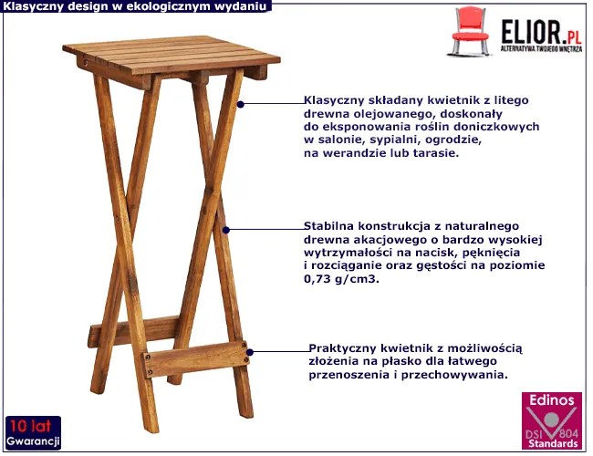 Składany kwietnik z drewna akacji Z3-K03