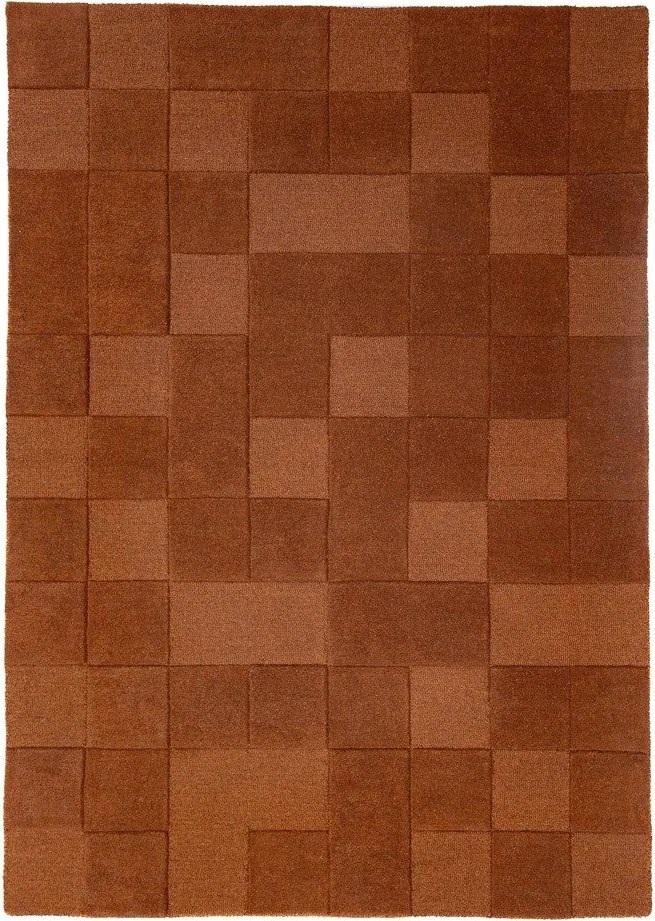 Wełniany dywan tkany ręcznie w kolorze terakoty 200x290 cm Checkerboard – Flair Rugs