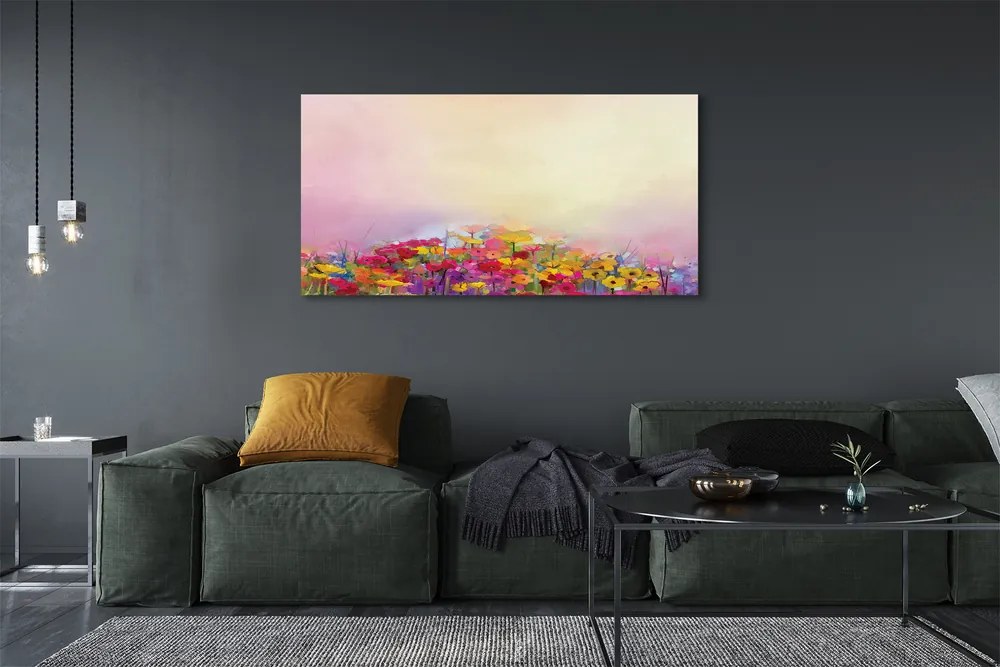 Obraz drukowany na płótnie Obraz Kwiatów na Tle Nieba