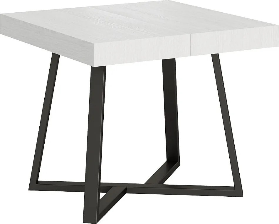 Stół rozkładany 90/194x90 cm Zeplir frassino biała nogi antracytowe