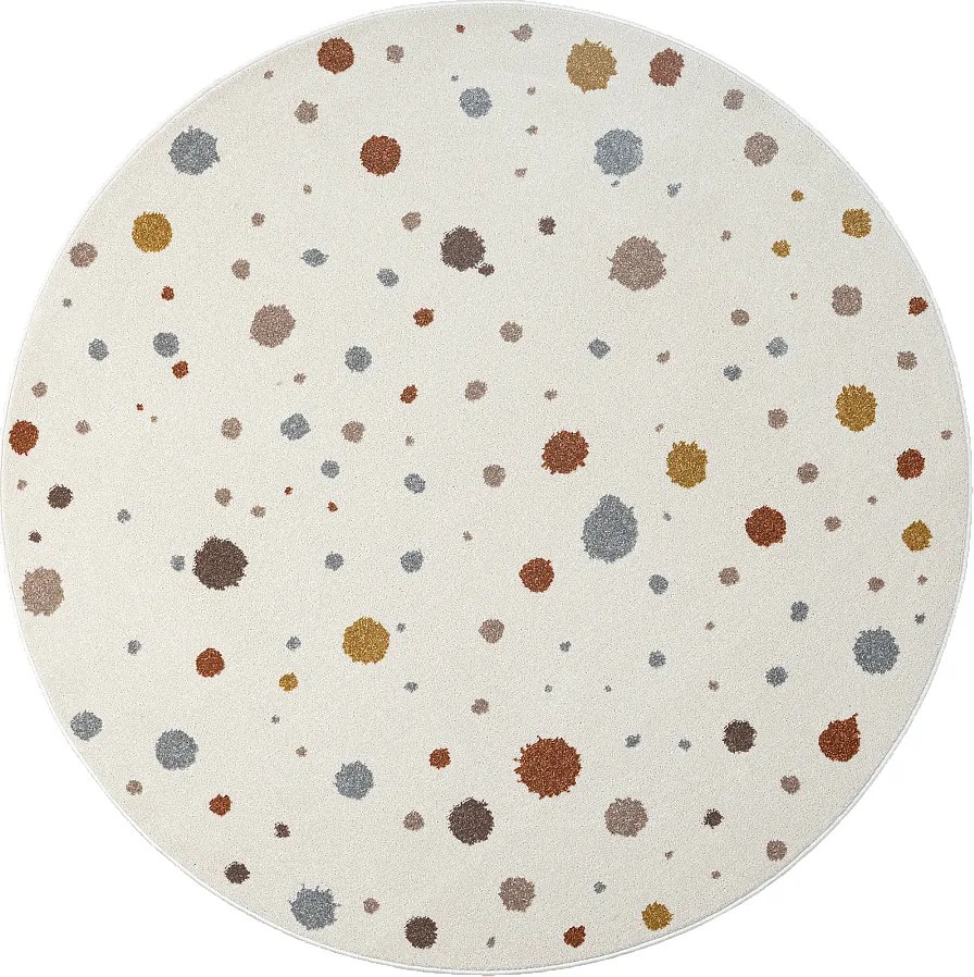 Dywan Beat Kids Nowoczesny Niemowlę Dziewczynka Chłopiec - Kremowy - 120 cm Okrągły