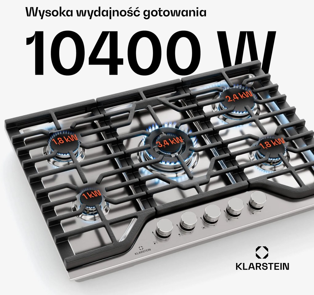Klarstein Turbocast płyta gazowa, 5 palników