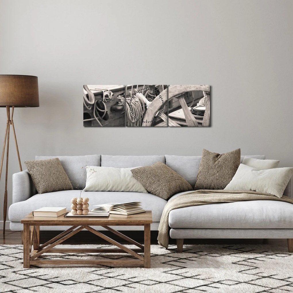 Obraz - Ster do żaglówki (z zegarem) (90x30 cm)