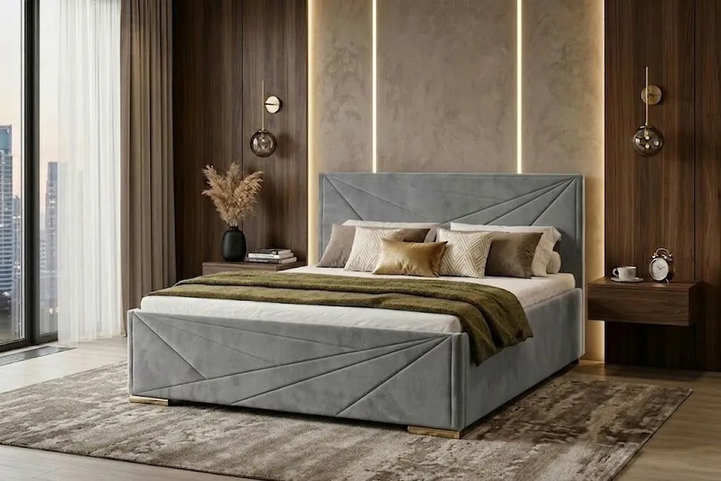 Łóżko ROSI 160x200 cm Jasny szary Bez materaca