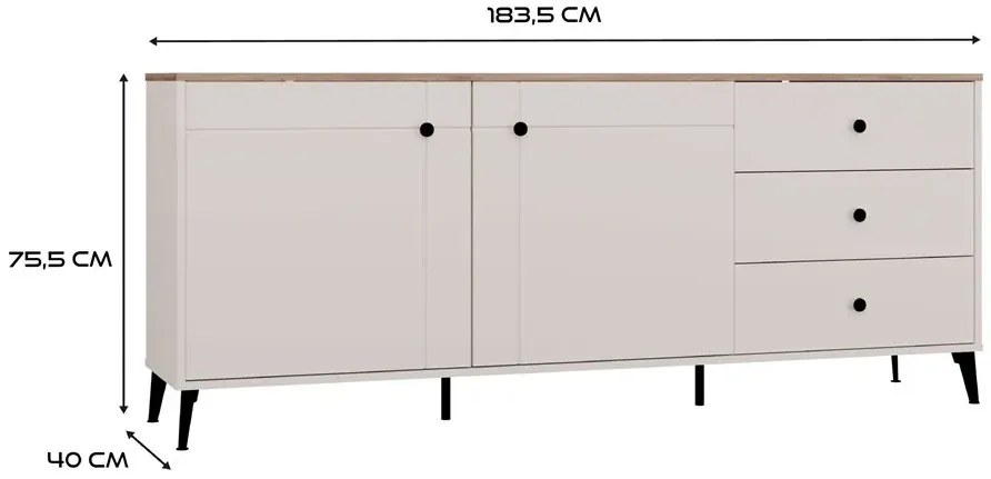 Komoda kaszmirowa na nóżkach z blatem dąb castello E4-D85