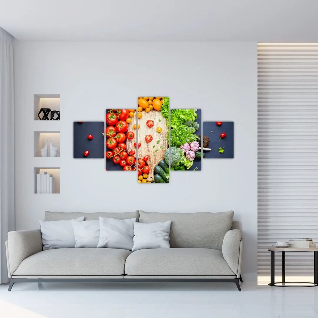Obraz - Stół pełen warzyw (125x70 cm)