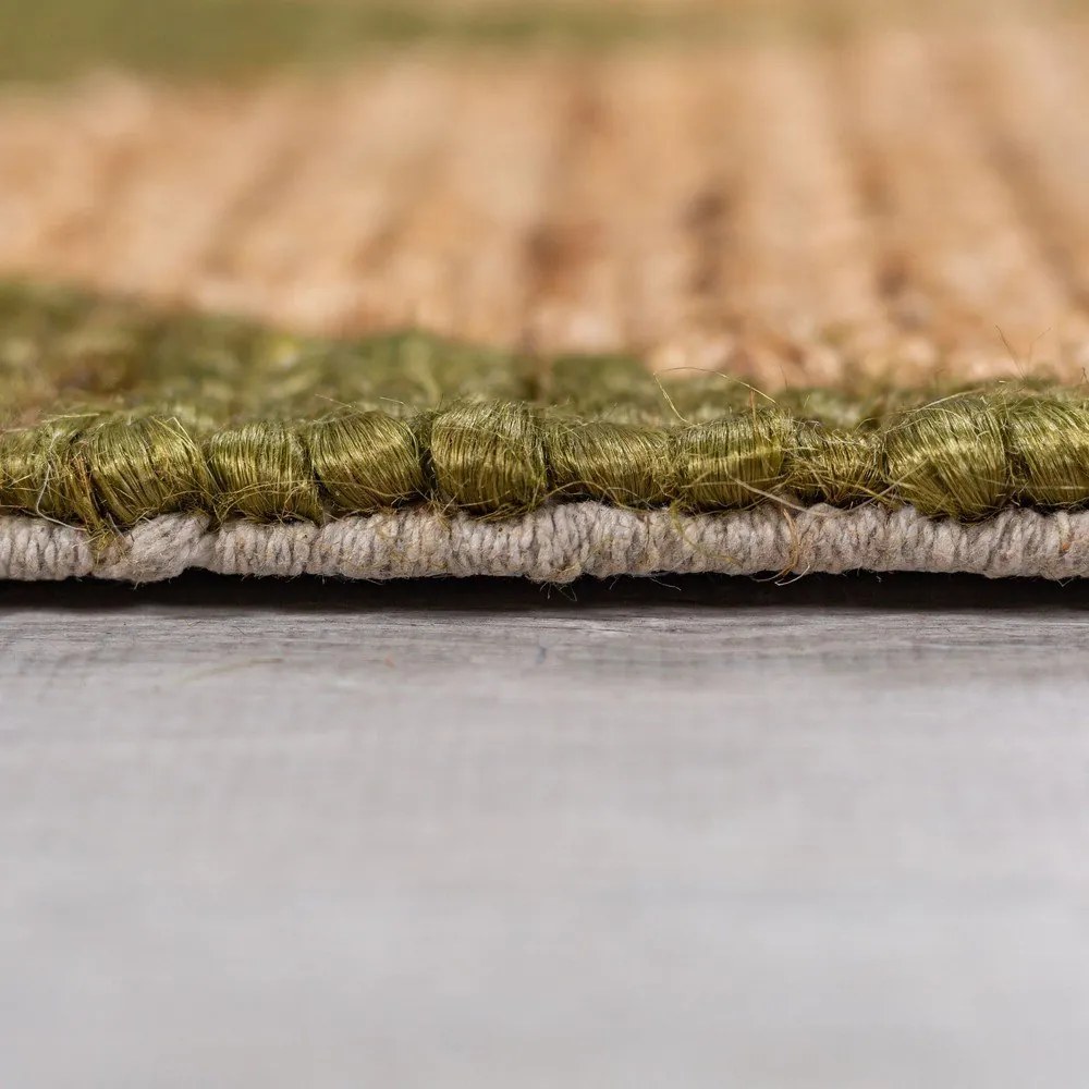 Zielono-naturalny dywan z mieszanki juty tkany ręcznie 160x230 cm Effie Diamond – Flair Rugs